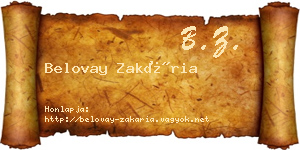 Belovay Zakária névjegykártya